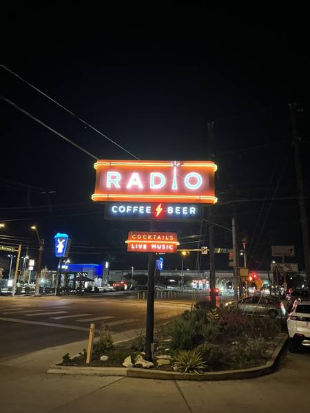 Radio Coffee & Beer neon sign Austin